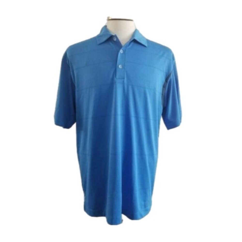 Nike Fit-Dry Large Blue Golf Polo Short Sleeve Shirt 100% Polyester.